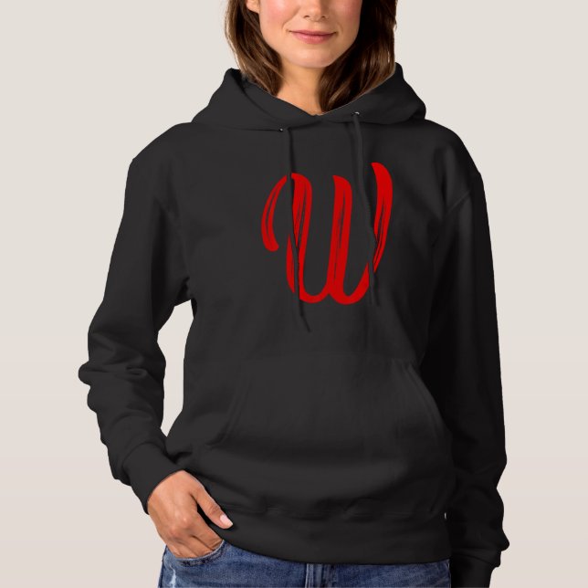 Letter W Alphabet Large Red Graphic Initial Hoodie (Vorderseite)