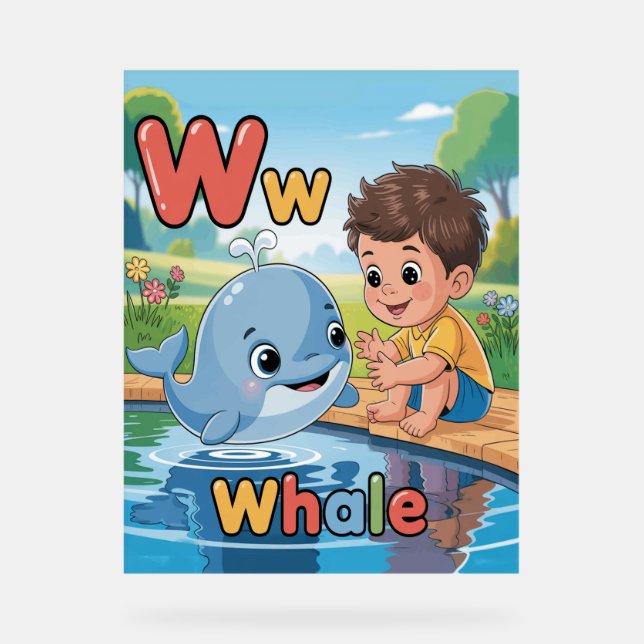 Letter W Alphabet Poster – W is for Whale (Recto)