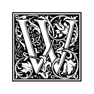 Letter W art nouveau black and white Tile Permastempel