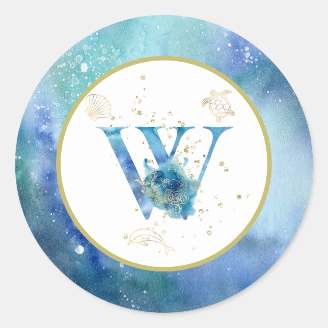 *~* LETTER W - Aufkleber für Nautical Beach Envelo (Vorderseite)