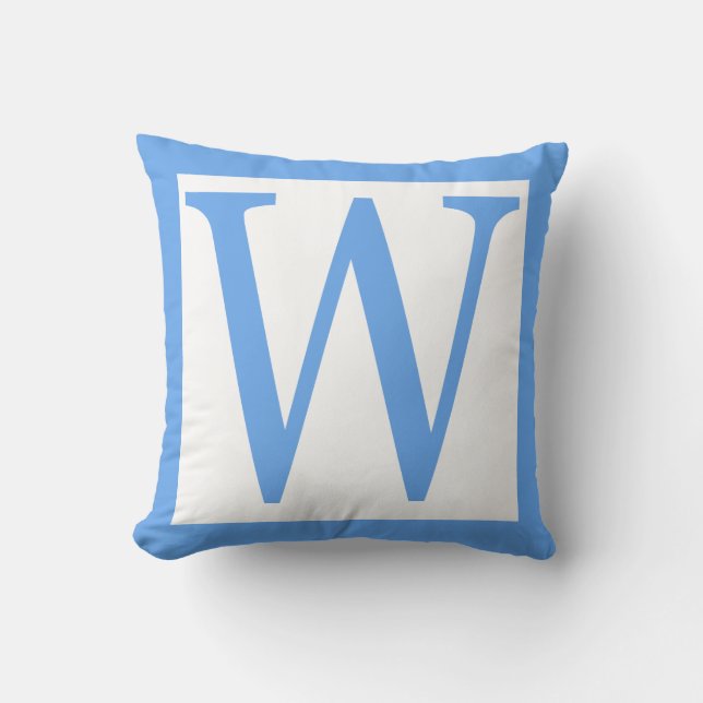 Letter W Baby Blue Border Kissen (Vorderseite)
