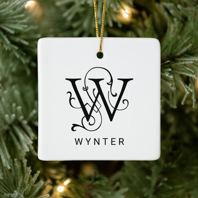 Letter W Elegant Monogram Christmas Ornament (Baum)