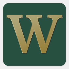 Letter W Gold Square Sticker