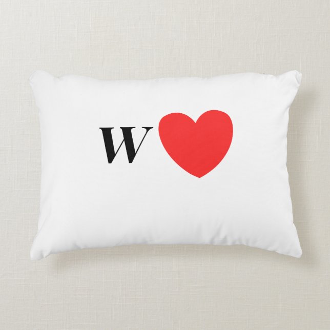 Letter W Heart - Valentine Initial Love Design Dekokissen (Vorderseite)