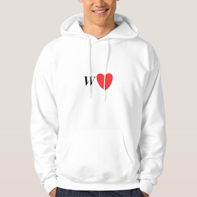 Letter W Heart - Valentine Initial Love Design Hoodie (Vorderseite)