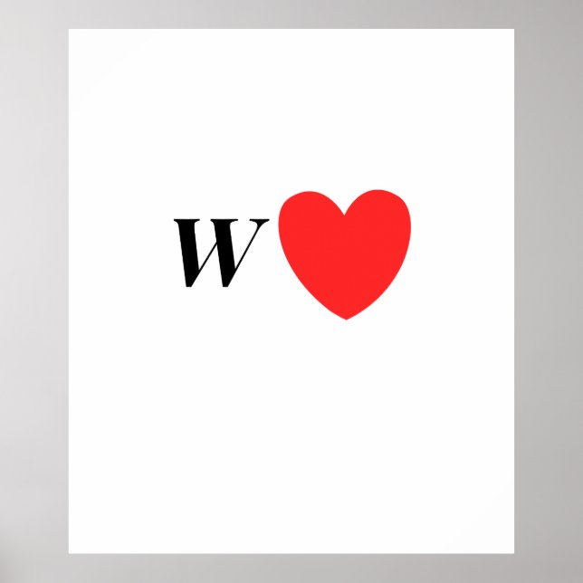 Letter W Heart - Valentine Initial Love Design Poster (Vorne)