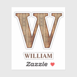 Letter-W-Holzstruktur mit individuelle Name-Aufkle Aufkleber