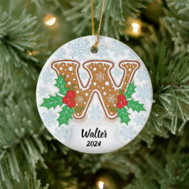 Letter W Individuelle Name Monogram Christmas Keramik Ornament