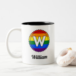 Letter W Initial & Name Gay Pride Rainbow Monogram Zweifarbige Tasse