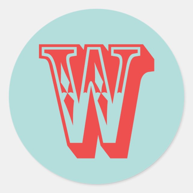 Letter-W-Karneval-Monogramm-Anfangsvorzug Runder Aufkleber (Vorderseite)