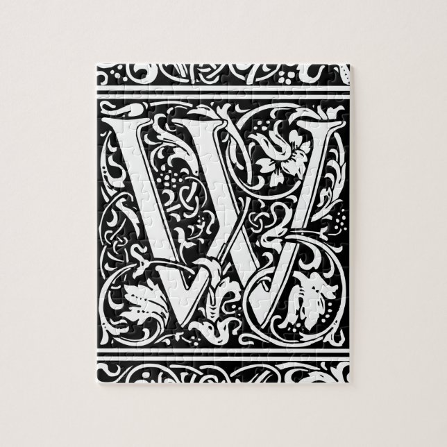 Letter W Mittelalterliche Monogram Art Nouveau (Vertikal)