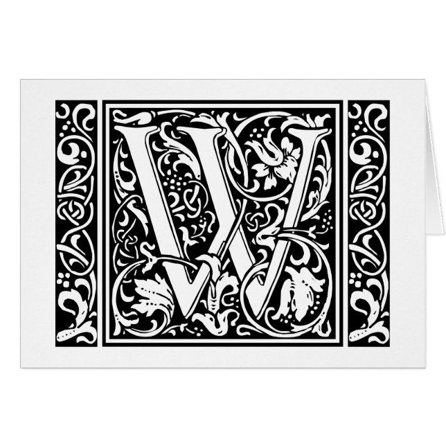 Letter W Mittelalterliche Monogram Art Nouveau (Vorderseite (Horizontal))