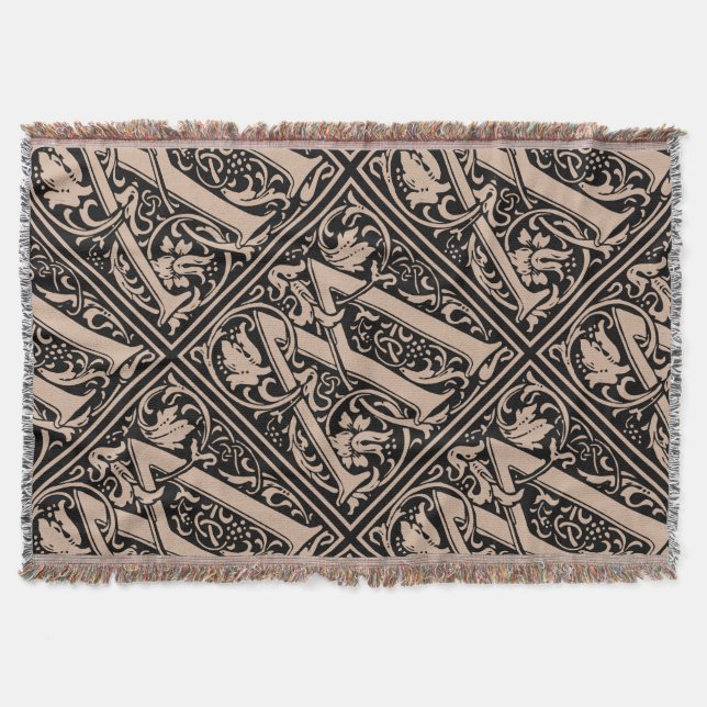 Letter W Mittelalterliche Monogram Art Nouveau Decke (Vorderseite)