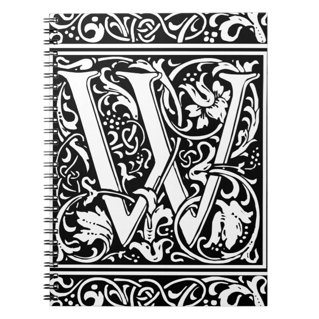 Letter W Mittelalterliche Monogram Art Nouveau Notizblock (Vorderseite)