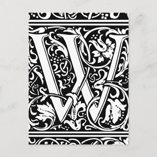 Letter W Mittelalterliche Monogram Art Nouveau Postkarte (Vorderseite)