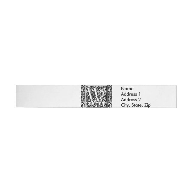 Letter W Mittelalterliche Monogram Art Nouveau Rundum-Adressaufkleber (Person)