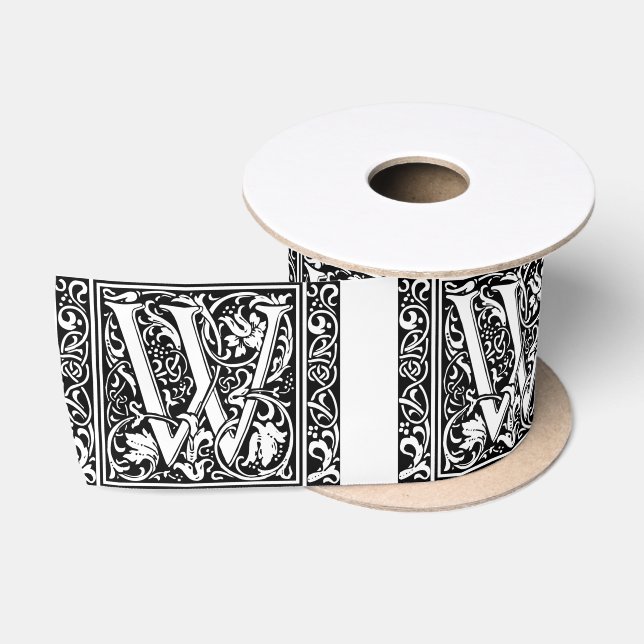 Letter W Mittelalterliche Monogram Art Nouveau Satinband (Spule)
