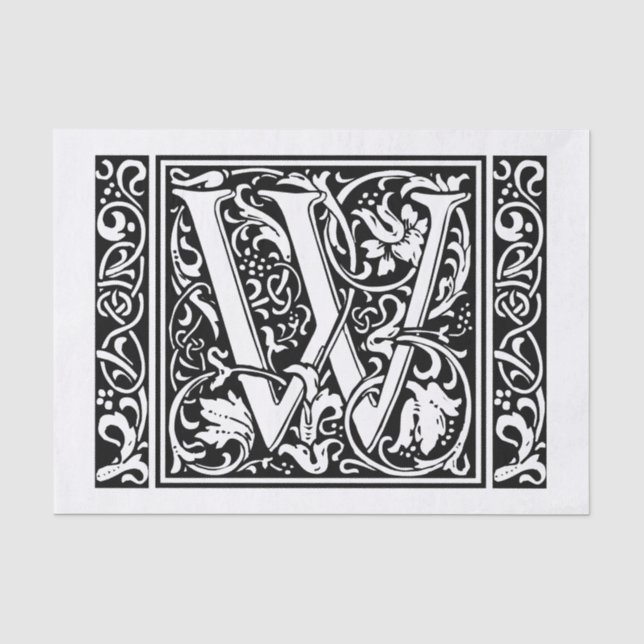 Letter W Mittelalterliche Monogram Art Nouveau Seidenpapier (Vorderseite)