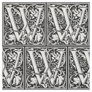 Letter W Mittelalterliche Monogram Art Nouveau Stoff