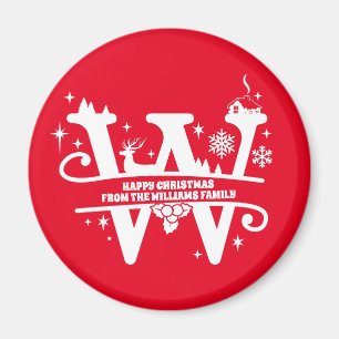 Letter W Monogram Anfangsname Familienname Gruß Magnet