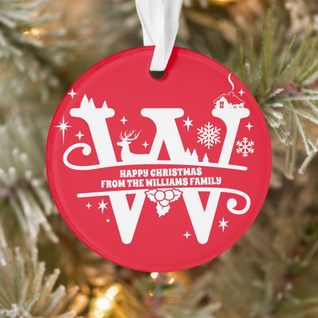 Letter W Monogram Anfangsname Familienname Gruß  Ornament (Baum)