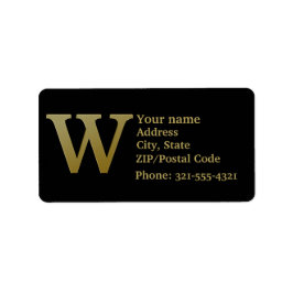 Letter W Monogram Gold Address Label Adressaufkleber