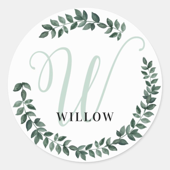 Letter W Monogram Individuelle Name Minimalistisch Runder Aufkleber (Vorderseite)