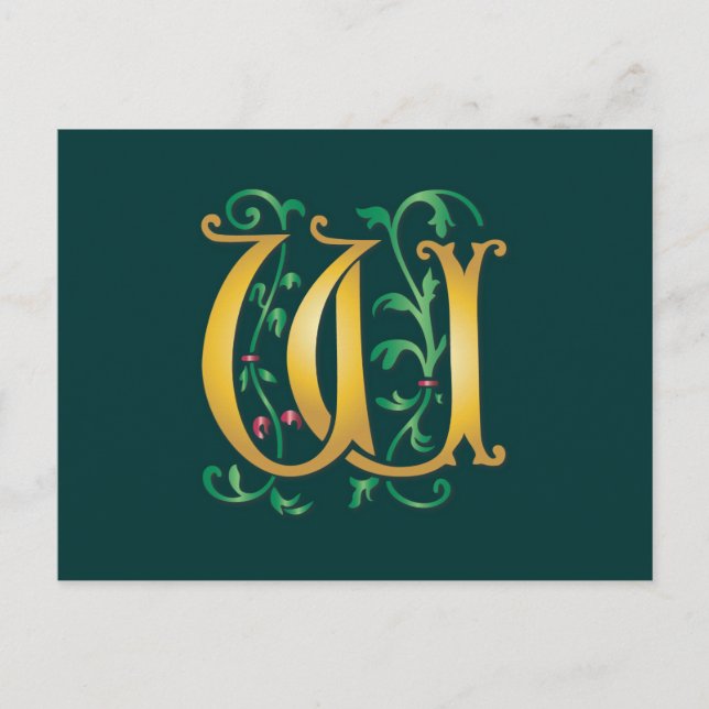Letter W Monogram Postkarte (Vorderseite)