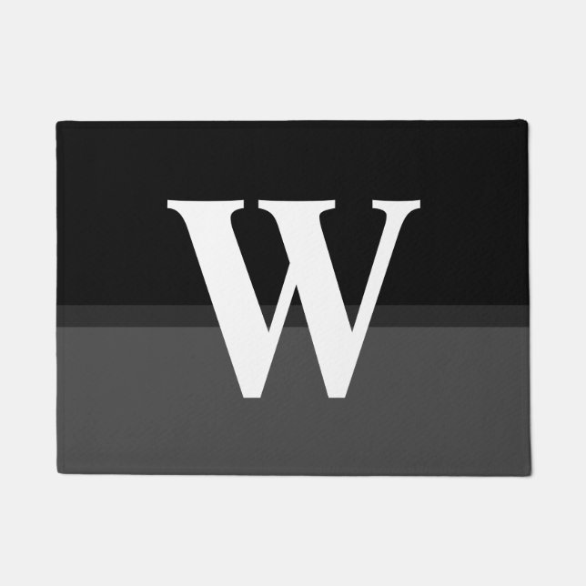 Letter W Monogramm Schwarz Fußmatte (Vorderseite)