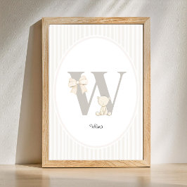 Letter W Nursery Wall Art - Custom Baby Name Print Poster