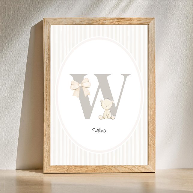 Letter W Nursery Wall Art - Custom Baby Name Print Poster (Letter W Nursery Wall Art - Custom Baby Name Print)