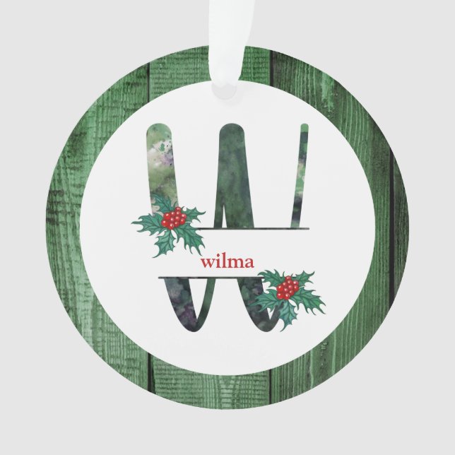 *~* Letter W Rustikales Weihnachtsfest FOTO Holz A Ornament (Vorderseite)