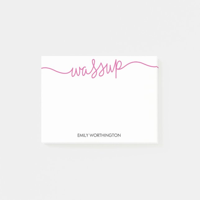 Letter Wassup Custom Post-it® Notes (Fuchsia) Post-it Klebezettel (Vorderseite)