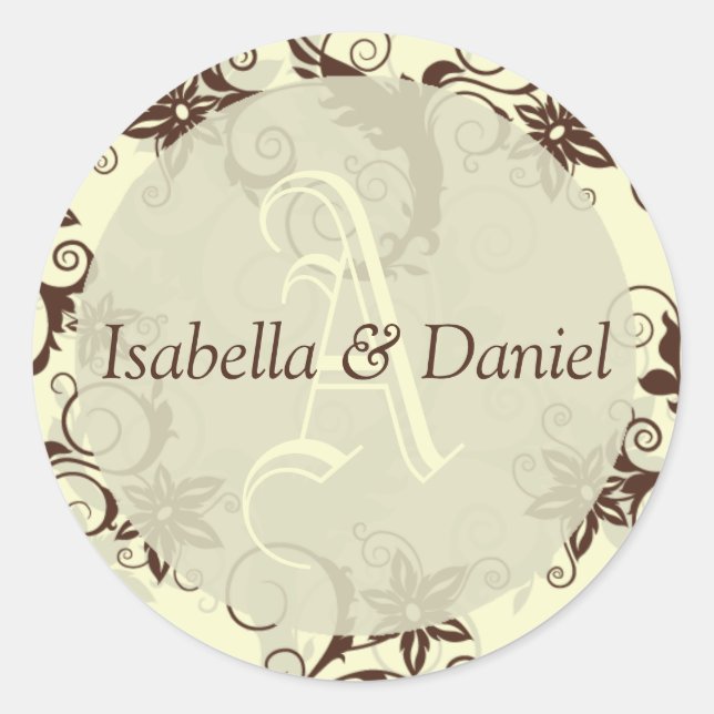 Letter Wedding Monogram Bride Groom Stickers (Vorderseite)
