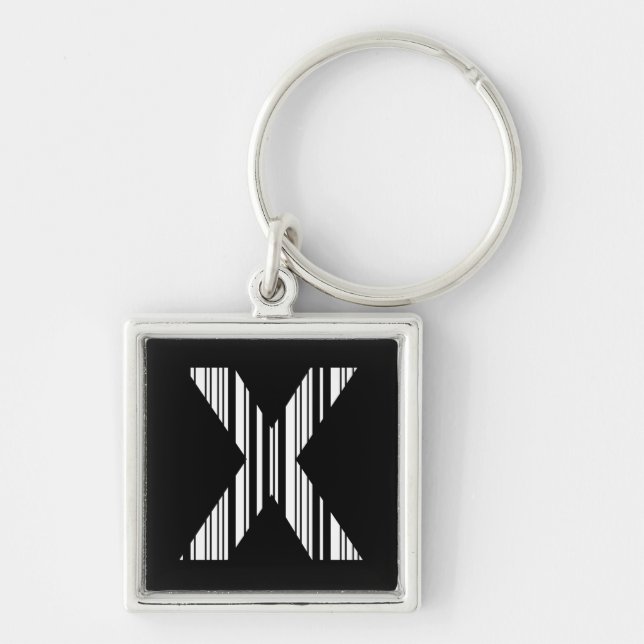 LETTER X BAR CODE Erstes erstes Barcode-Muster Schlüsselanhänger (Vorne)