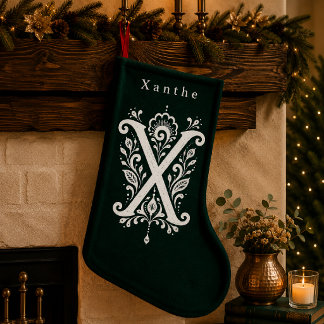 Letter X Botanical Monogram Personalized Stocking Kleiner Weihnachtsstrumpf
