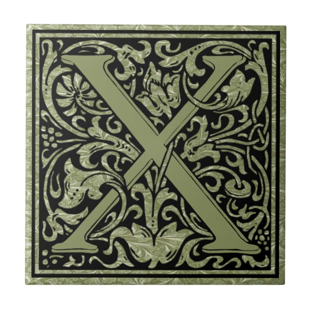 Letter X First Letter Monogram Fliese (Vorderseite)