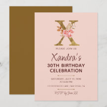Letter X Gold Monogramm Rosen in Blushrosa