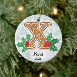 Letter X Individuelle Name Monogram Christmas Keramik Ornament