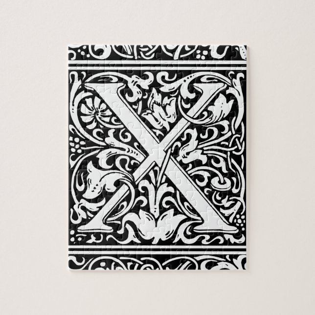Letter X Mittelalterliche Monogram Art Nouveau (Vertikal)