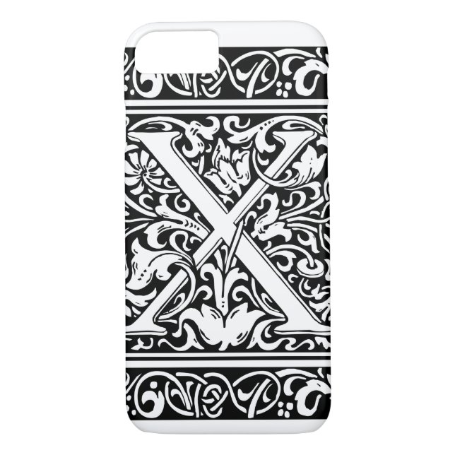 Letter X Mittelalterliche Monogram Art Nouveau Case-Mate iPhone Hülle (Rückseite)