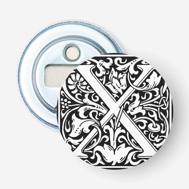Letter X Mittelalterliche Monogram Art Nouveau Flaschenöffner (Vorderseite)