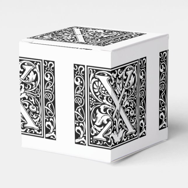 Letter X Mittelalterliche Monogram Art Nouveau Geschenkschachtel (Vorderseite)