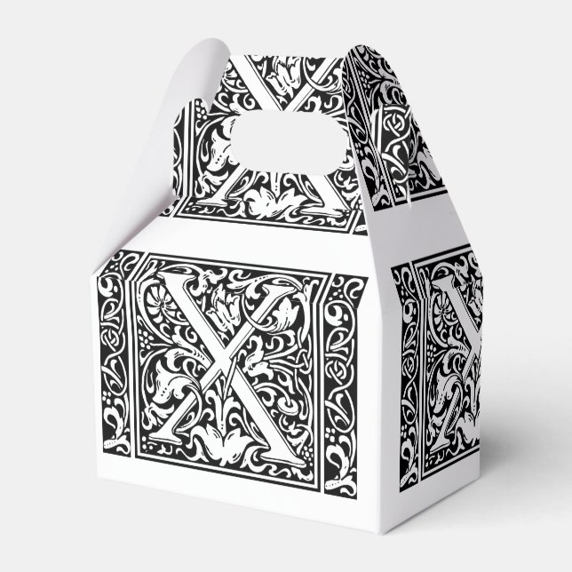 Letter X Mittelalterliche Monogram Art Nouveau Geschenkschachtel (Vorderseite)