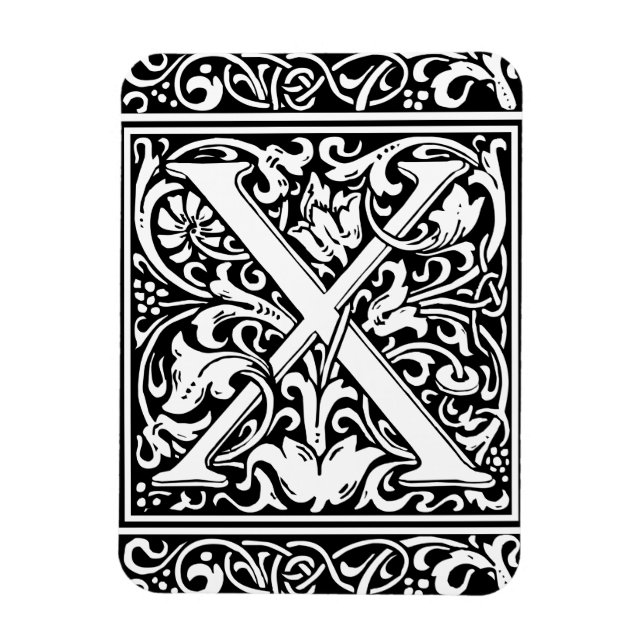 Letter X Mittelalterliche Monogram Art Nouveau Magnet (Vertikal)