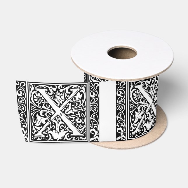 Letter X Mittelalterliche Monogram Art Nouveau Satinband (Spule)
