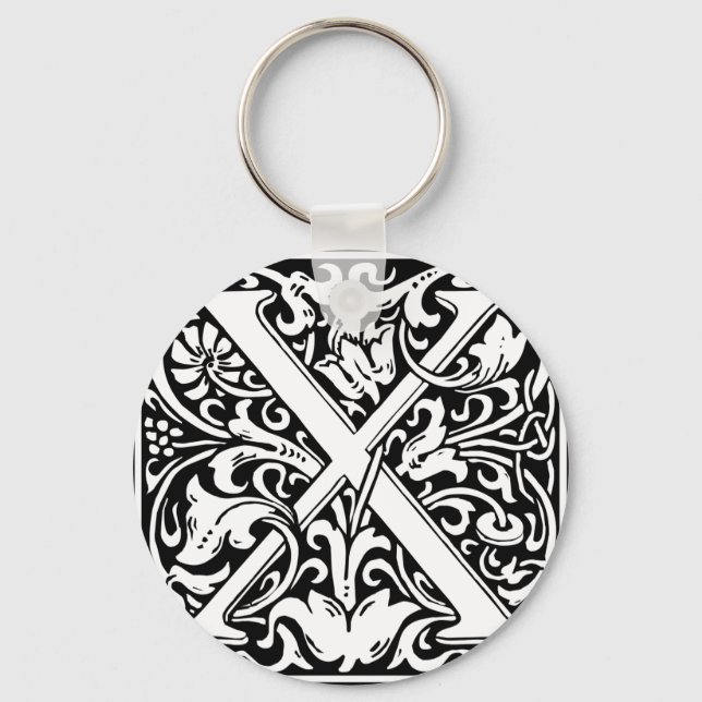 Letter X Mittelalterliche Monogram Art Nouveau Schlüsselanhänger (Vorderseite)