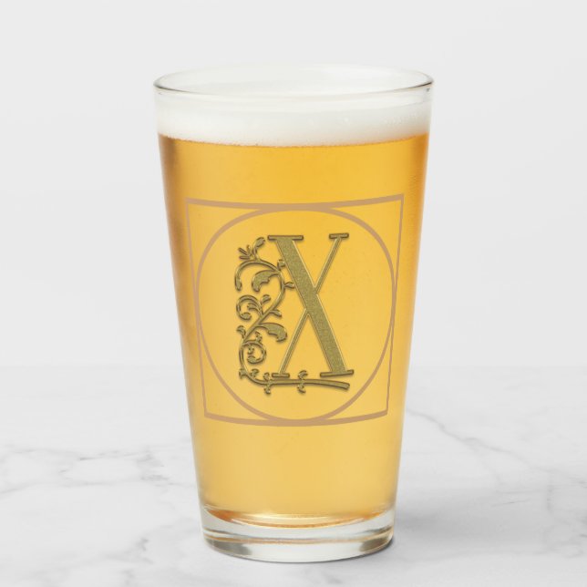 LETTER X MONOGRAM Beautiful Wedding New Home Gift Glas (Vorne (Gefüllt))