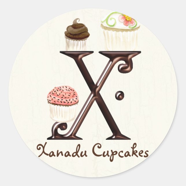Letter X Monogram Cupcake Logo-Aufkleber Runder Aufkleber (Vorderseite)