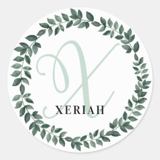 Letter X Monogram Individuelle Name Minimalistisch Runder Aufkleber